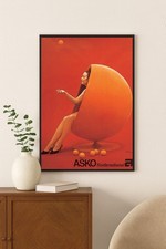 Poster Asko International di Eero Aarnio - Iconica sedia arancione design arte