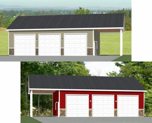 40x30 car garages - 3-car, w/