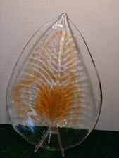 GRANDE CENTRO TAVOLA - LA MURRINA - FOGLIA IN VETRO GIALLO