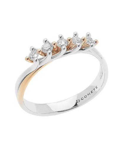 Anello fedina bicolore - bicolore, donna