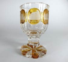 Souvenir Piedi Bicchiere Vetro,Vetro Cammeo,Steinbad,Inciso a Mano,Um 1850 AL67