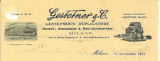 Lettera int. GESTETNER & C. Dupplicatori, Ciclostile, Milano, 1912
