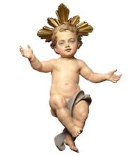 GESU’ BAMBINO ULRICH CON RAGGIERA LEGNO DELLA VALGARDENA DECORATO A MANO CM 25