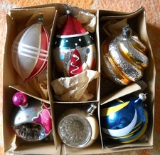 Vintage 6 belle palle di vetro per adorno Albero di Natale