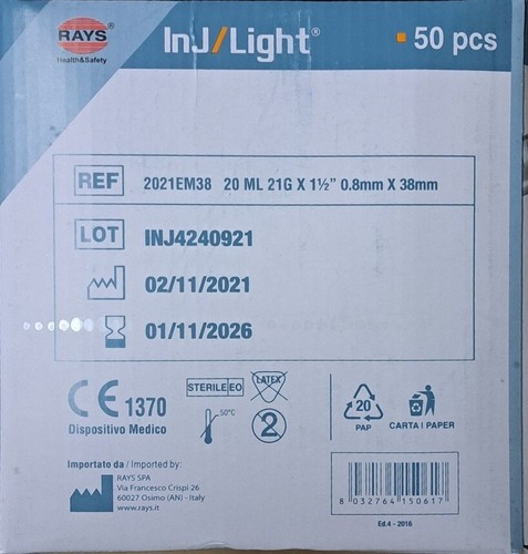 Pezzi siringa rays - 50, ml