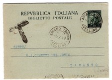 BIGLIETTO POSTALE LIRE 10 TASSATO DA ARIANO IRPINO PER TARANTO