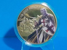 Moneta  Medaglia  Cavaliere  Templari  Croce   Sfida  Placcato Oro