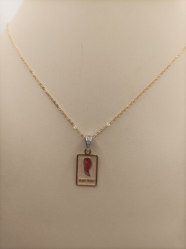 Ciondolo corno rosso argento - ciondolo,