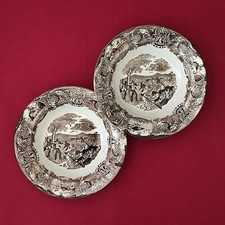 Coppia di piatti in stile inglese vittoriano, decoro LION - metà '800 (cod. 427)