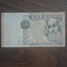 Rare Italy 1000 Lire Banknote
