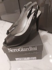SANDALI SCARPE DONNA NERO GIARDINI ELEGANTI VERA PELLE COLORE NERO 39