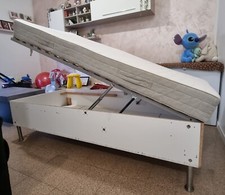 LETTO SINGOLO CONTENITORE, Bianco,90x200,Ikea, buone condizioni 