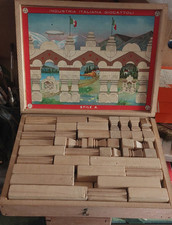 Gioco Didattico In Legno Anni 30 - 65 Pezzi - Scuola Giocattoli Vintage 