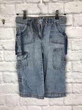 Girls Blue Denim Jeans Size 6 years 100% Cotton ribbons on pockets OKAIDI C2575