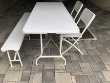 tavolo da giardino con sedie e Panca bianco 180x70 pieghevole