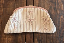 MARNI Clutch Bag Flower Motif Floral Peach Beige Kiss Close Unique