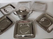 Zuccheriera Inoxriv + set piattini sotto-tazza acciaio inox 18/10