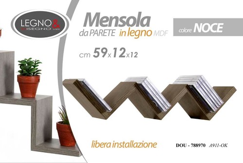 Mensola parete legno mdf - mensola, in