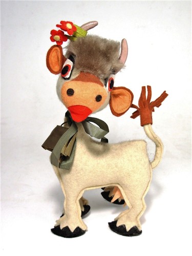 Pannolenci mucca bianca fiori - mucca,