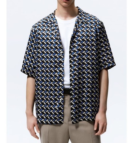 Zara camicia uomo blu navy - camicia,