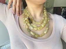 Collana Vintage Prehnite Ambra