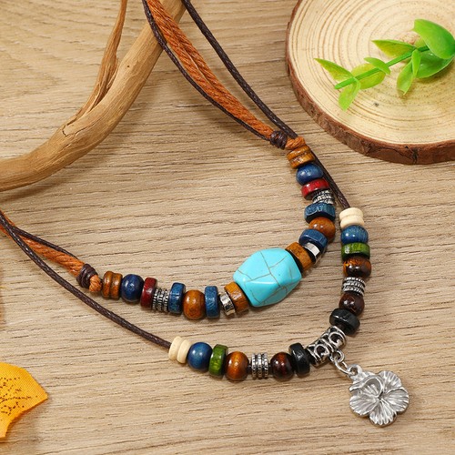 Collana perline legno - collana, in
