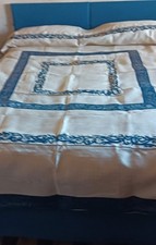 COPRILETTO LEGGERO PRIMAVERILE ESTIVO MATRIMONIALE ORO E BLU ROYAL BORDATO ORO