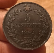 Moneta 5 Centesimi 1862