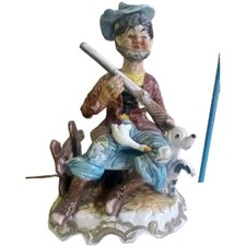 Capodimonte Vecchio Cacciatore Di Grande Dimensioni H 28 Cm