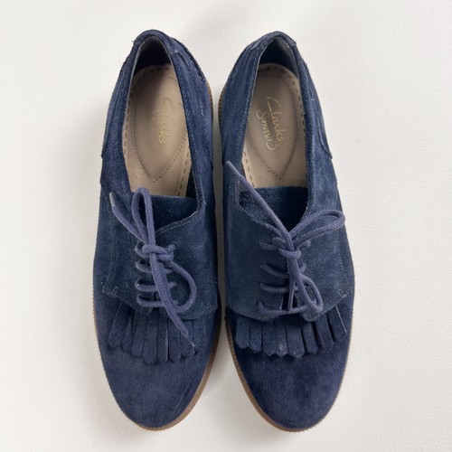 Clarks women blue suede - suede,