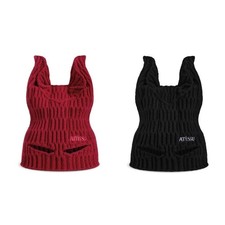 ATiiSSU Dobermann Beanie – Cappello in maglia a costine grosse in lana con ritagli per gli occhi