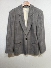 Blazer vintage Giorgio Armani donna 8 grigio lana seta Glen a quadri Made Italy