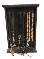 9 COLLANE CUOIO CIONDOLO METALLO + 3 COLLANE PERLINE LEGNO + ESPOSITORE GIREVOLE