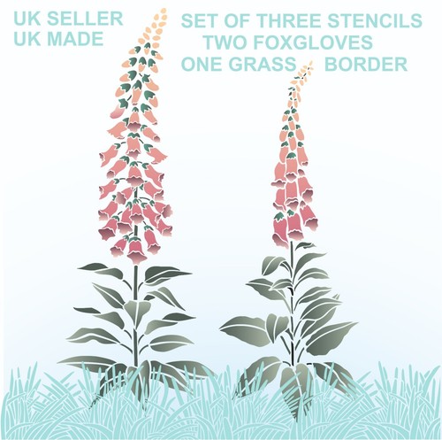 Grande foxglove set stencil - set,