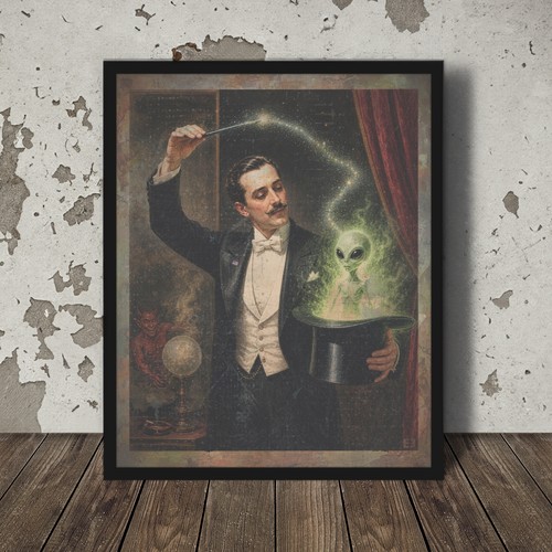 Vintage magician alien - magician,