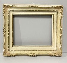 ANTICA PICCOLA CORNICE DORATA BIANCA LEGNO SCOLPITO 44 cm x 38 cm EPOCA '900