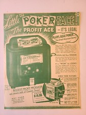 BROCHURE anni '30 stimolatore commerciale slot machine PICCOLA FACCIA DA POKER 8,25"x 10,75"