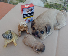 lotto di 8 CANI razza CARLINO,  vintage,ottimo stato,ceramica-gesso o altro.