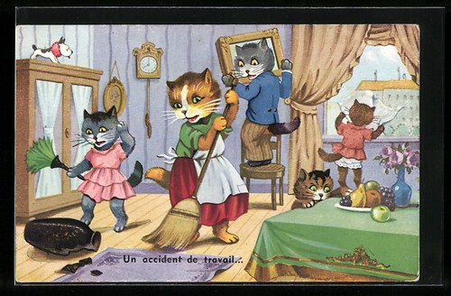 Cartolina famiglia gatti - cartolina,