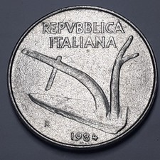 1984 10 LIRE ARATRO E SPIGHE REPUBBLICA ITALIANA FIOR DI CONIO