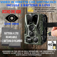 FOTOTRAPPOLA LIVE 4K APP LITIO  30MP  4G HD MIMETICA video SPIA MMS  INFRAROSSI 