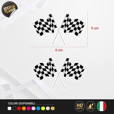 2 Adesivi Bandiera Scacchi Gara in Vinile Intagliato e Plastificato  Moto Auto