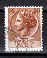 ITALIA REPUBBLICA 1953 / 54 Siracusana Turrita- fil. RUOTA Lire 90 usato
