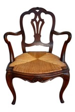 ANTICA POLTRONA ROCAILLE EPOCA '800 IN NOCE MASSELLO RESTAURATA