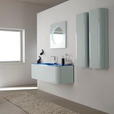 Mobile lavabo sospeso ROMINA - Tulli Zuccari - Colore blu. Doppio cassetto e led
