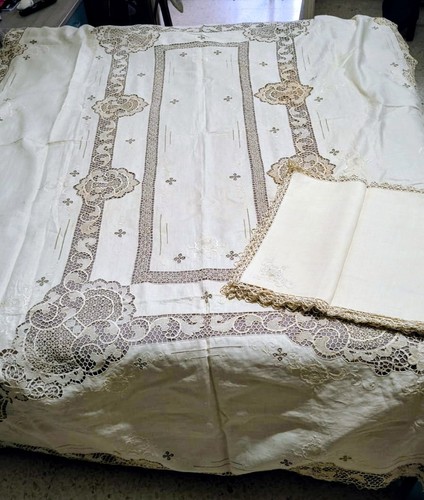 Tovaglia vintage lino avorio - tovaglia,