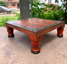Indiano Intagliato a Mano Chowki Antico Design Tavolo Decorativa Handmade Basso