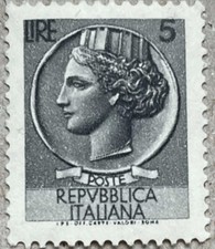 Francobollo Siracusana 5 Lire