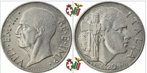 Moneta regno italia 20 - regno,