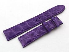 Cinturino Vera Pelle Coccodrillo Viola Lucido 18/16mm Fibbia Ardiglione Unisex